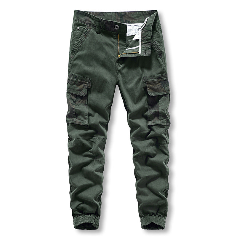 Casual pants: Men's work clothes trend, solid color, camouflage, Multi Pocket sports, washing work clothes