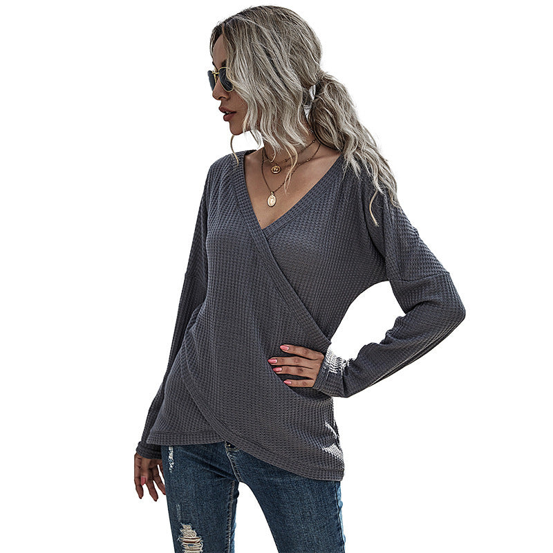 V Neck Long Sleeve Pullover Shirt