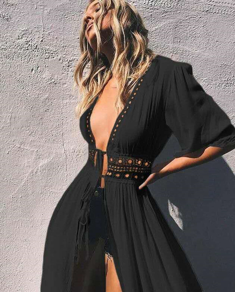 Long Cardigan Bikini Beach Coverup Dress
