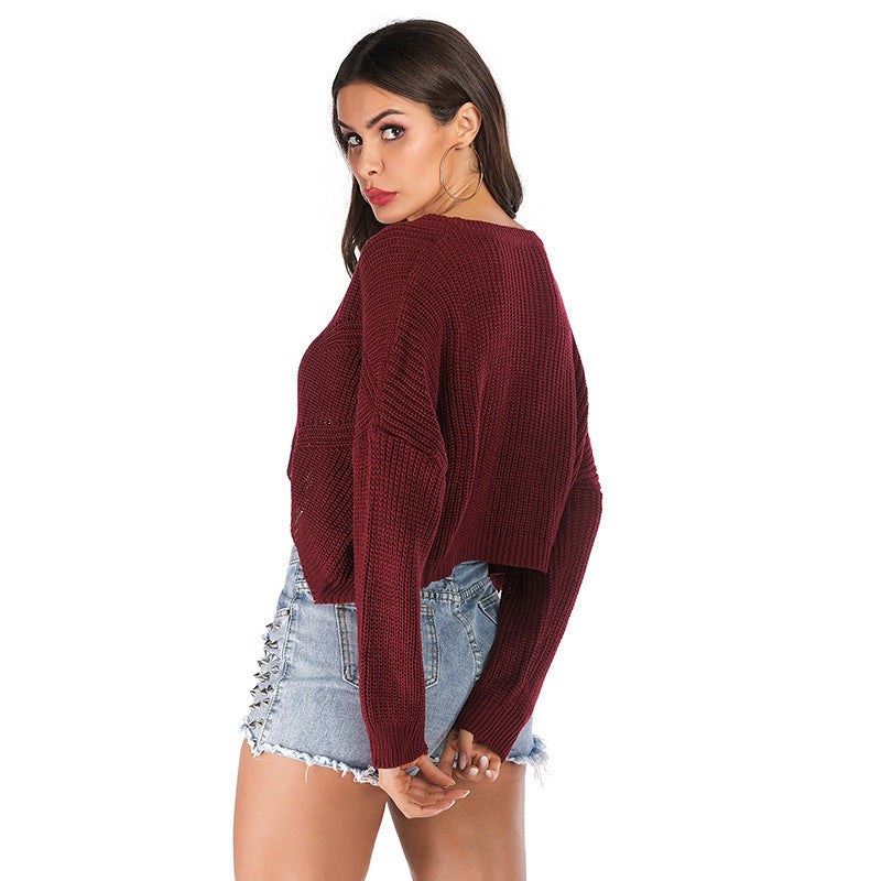 Leisure Navel Exposed Long Sleeve Pullover Shirt