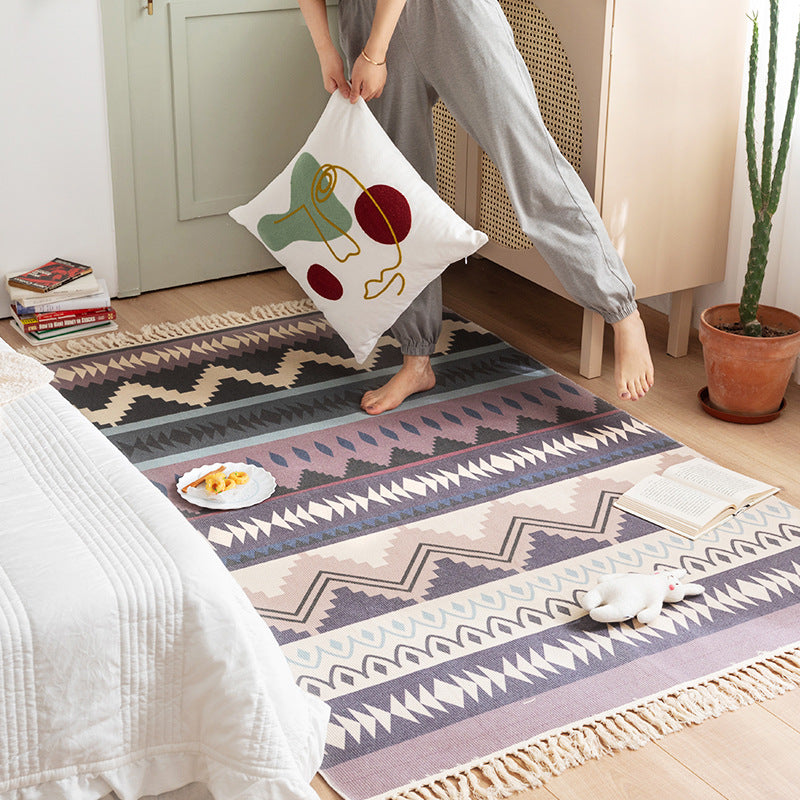 Bedroom Ethnic Style Cotton And Linen Bedside Blanket