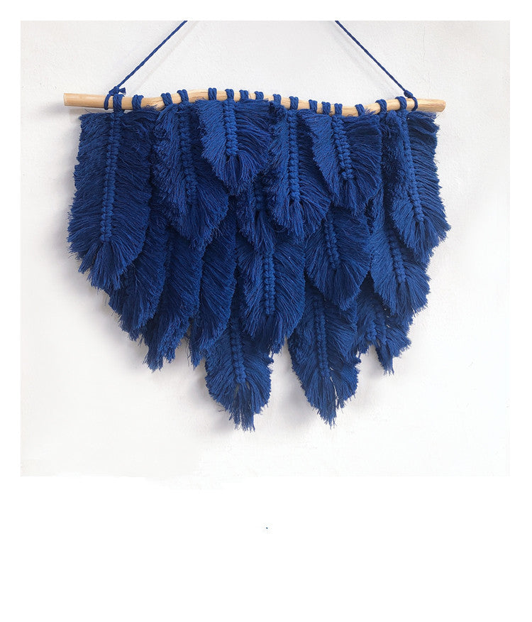 Woven Tassel Tapestry Of Colorful Feathers