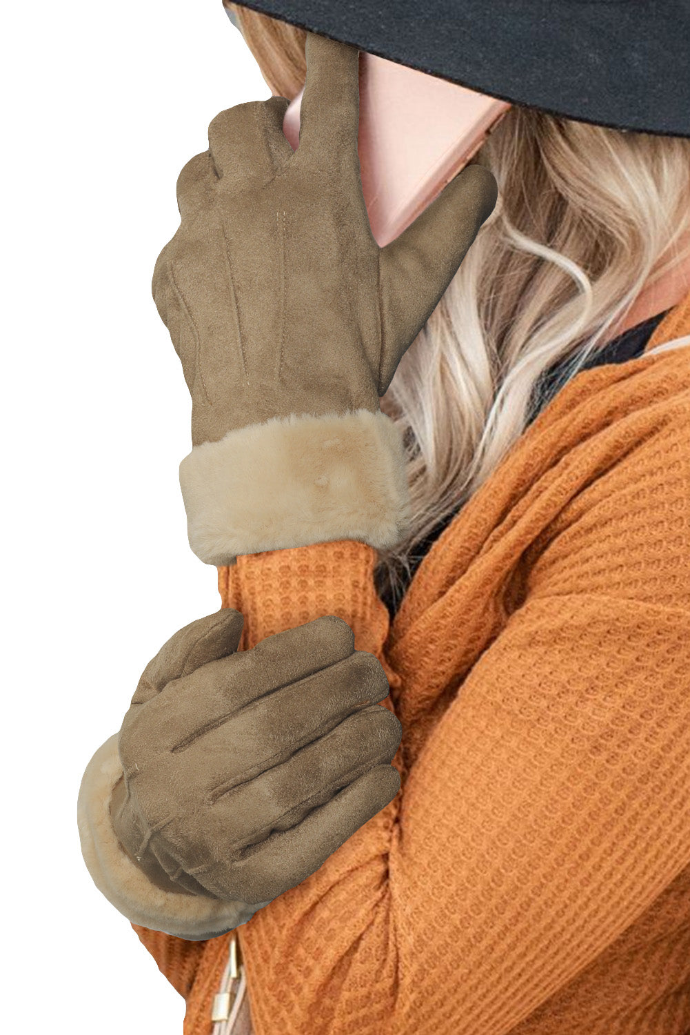 Suede Plush Lined Touch Screen Glove