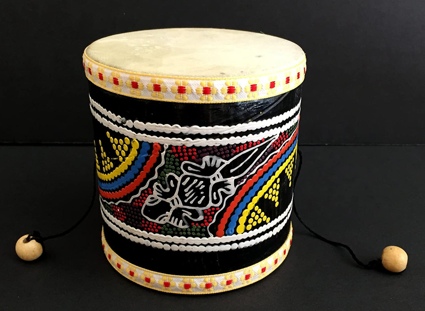 Djembe Drum Wood Hand Drum Hand Painted Damaru Mini Drum - ® BRAND - Professional Sound