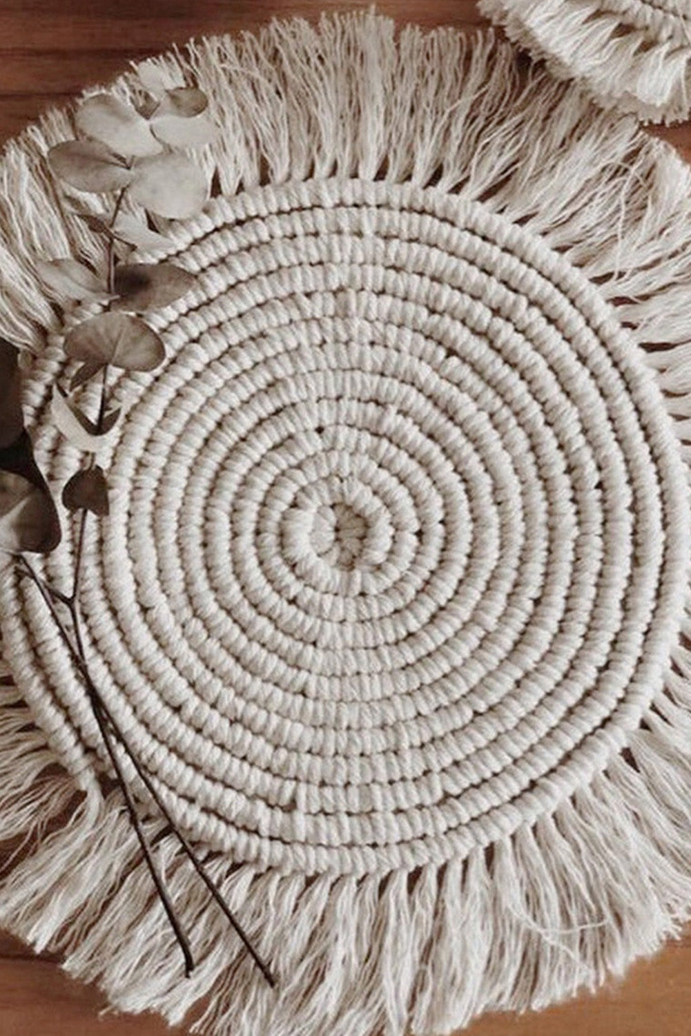 Beige Boho Tassel Macrame Coaster 15cm*15cm