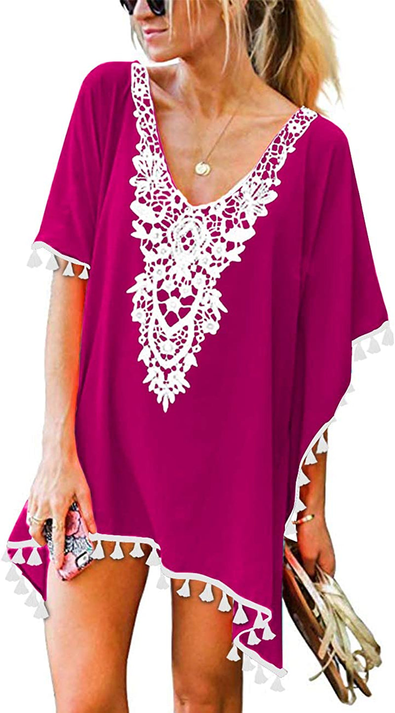 Women’S Crochet Chiffon Tassel Swimsuit Beach Bikini Cover Ups for Swimwear