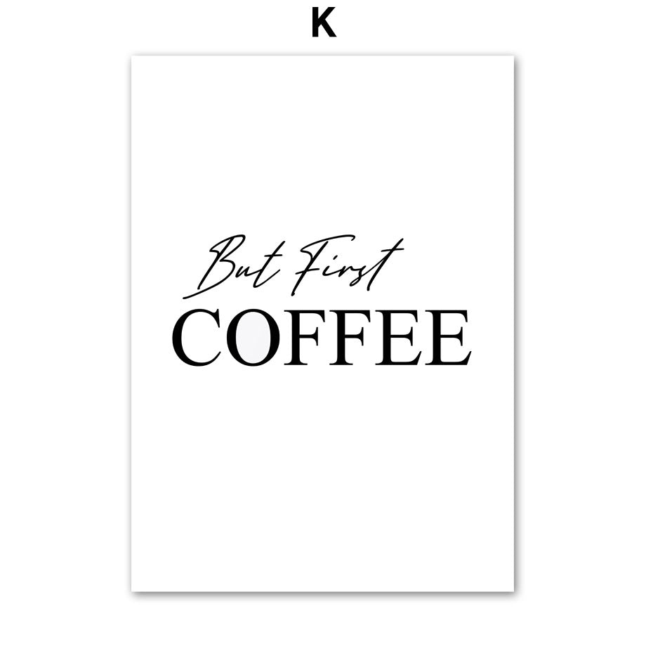 Black Cat Coffee Flowers TV Abstract Boho Wall Art Canvas Painting