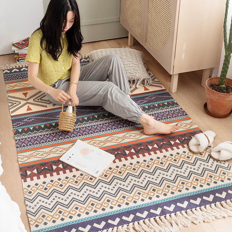 Bedroom Ethnic Style Cotton And Linen Bedside Blanket