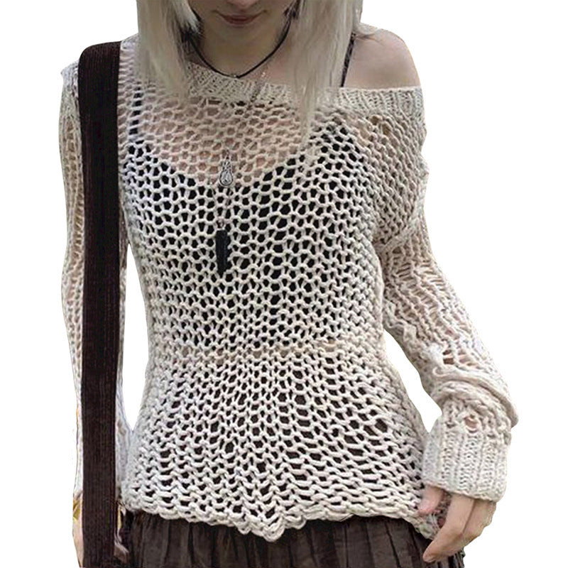 Fishnet Loose Bat Shirt Blouse Lazy Wind Top