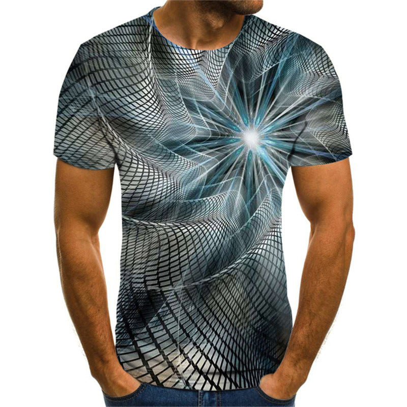 3D Printed T-shirt Visual Geometric Vortex Short Sleeve