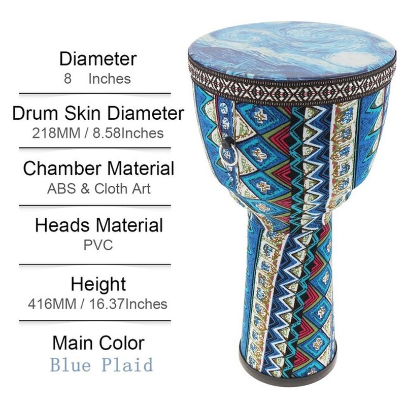 Drums 8 Inch African Djembe Drum Colorful Cloth Art ABS Barrel PVC Skin Children Hand Drum Percussion Instruments
