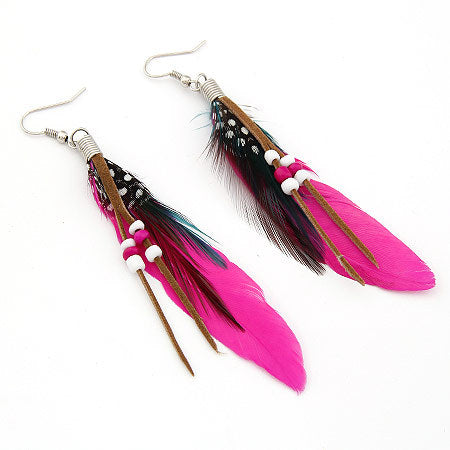 Alloy Fashion Personality Elegant Feather Tassel Gauze Pendant Earrings Earrings