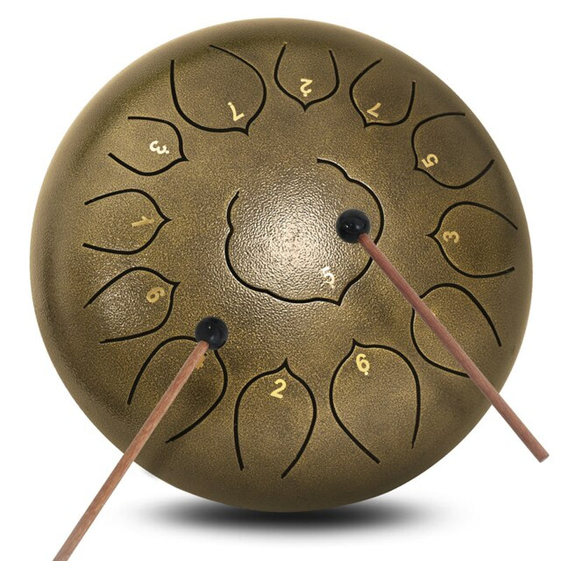 CVNC Steel Tongue Drum 12 Inch 13 Note Lotus Style Drum with Drumstick Drum Bag Music Book Percussion Instruments Accessories