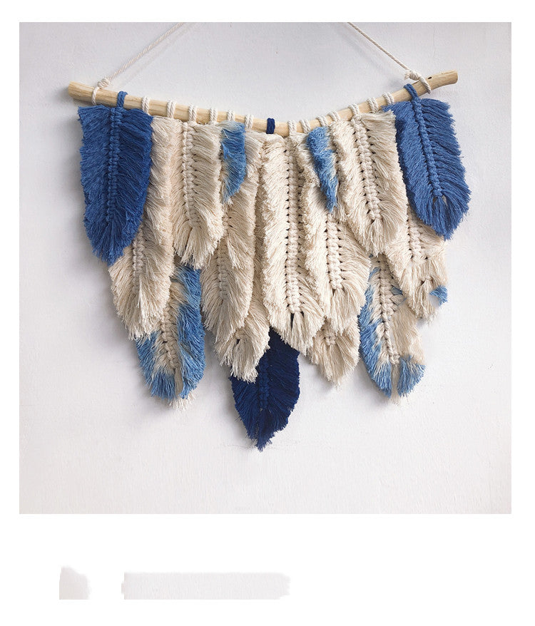 Woven Tassel Tapestry Of Colorful Feathers