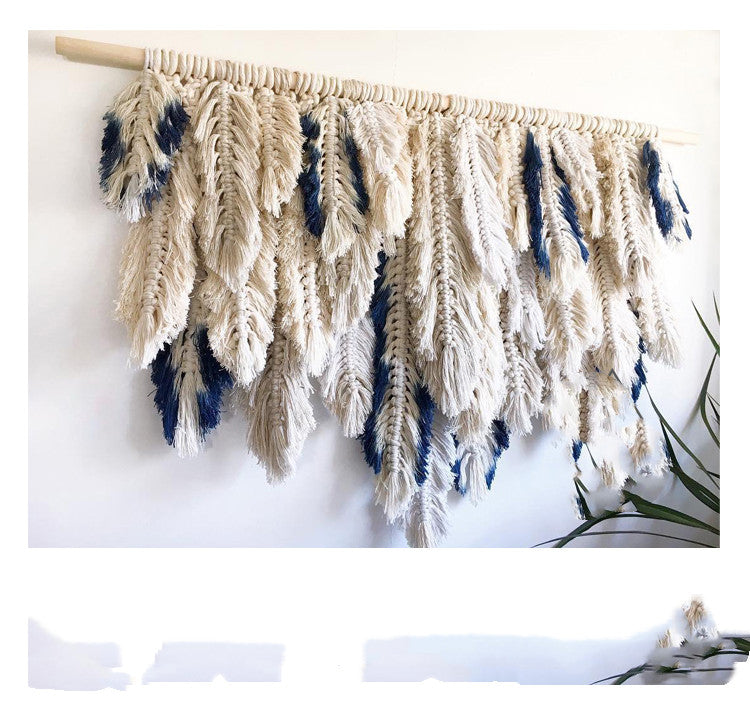 Woven Tassel Tapestry Of Colorful Feathers