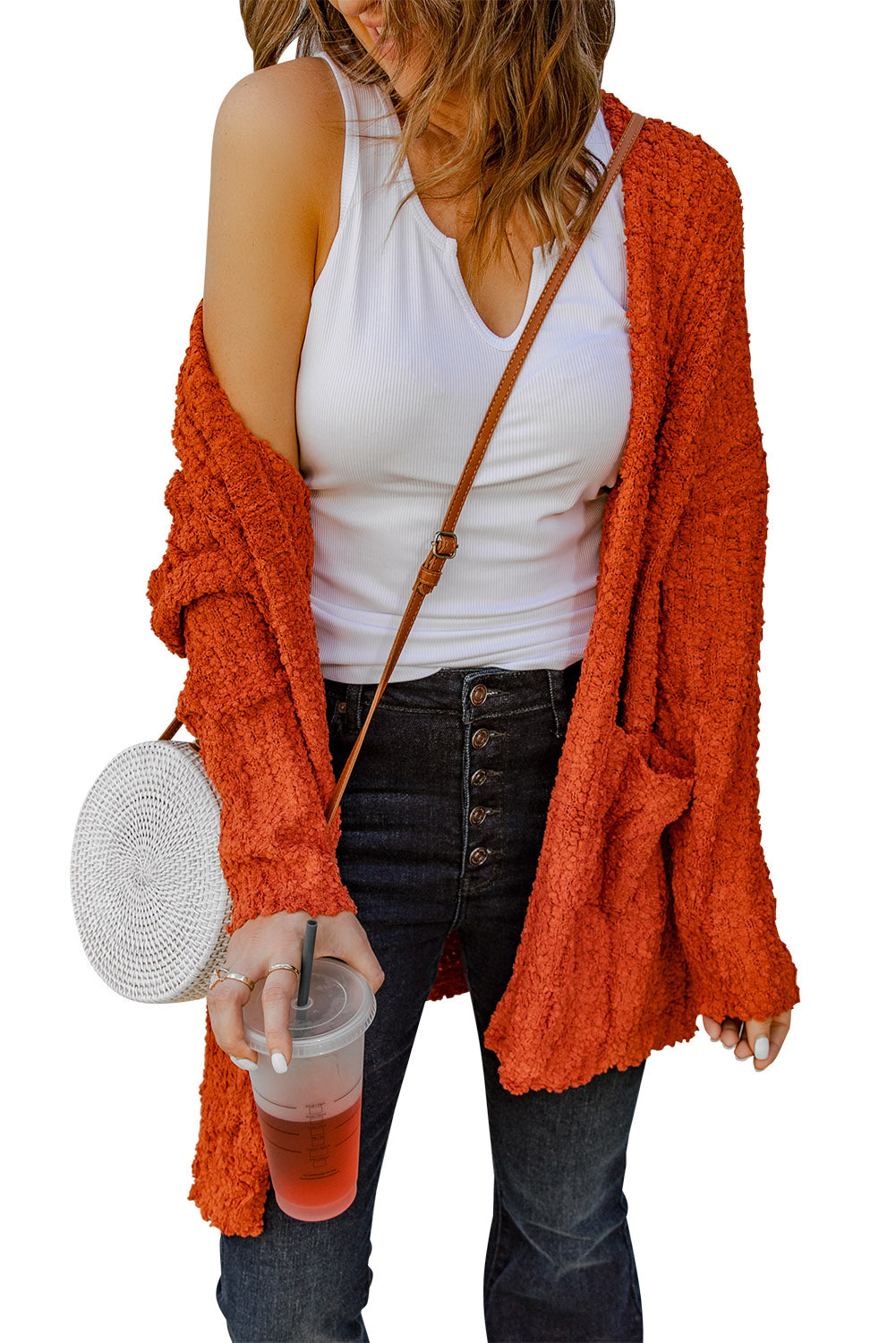 Dusty Pink Pebble Beach Textured Cardigan