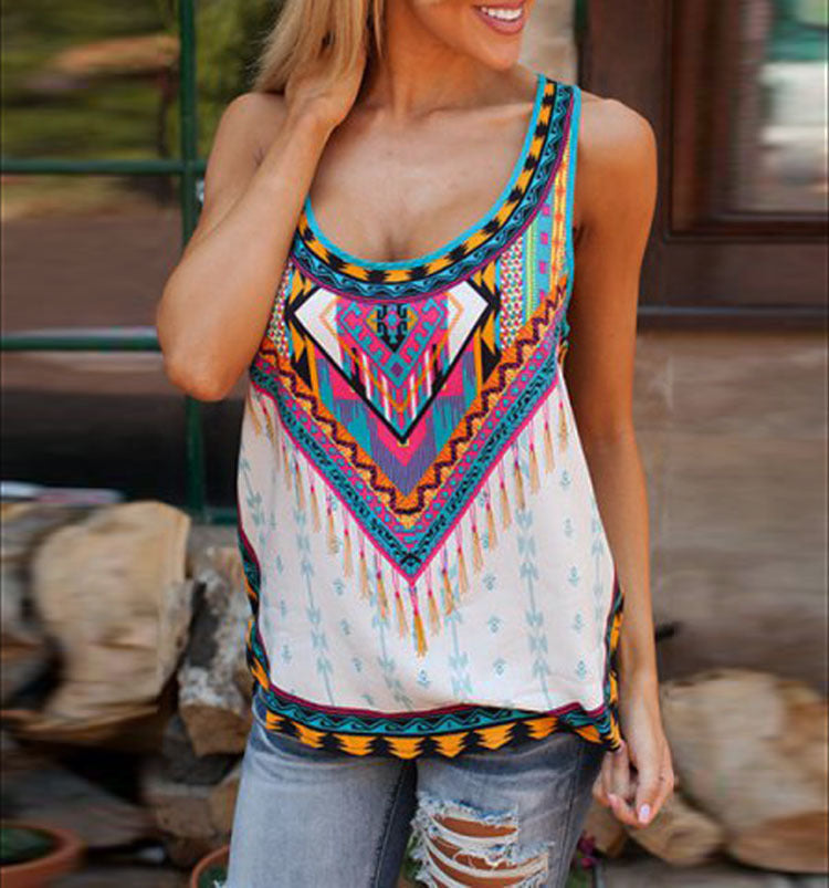 Summer New Ethnic Style Printed T-shirt