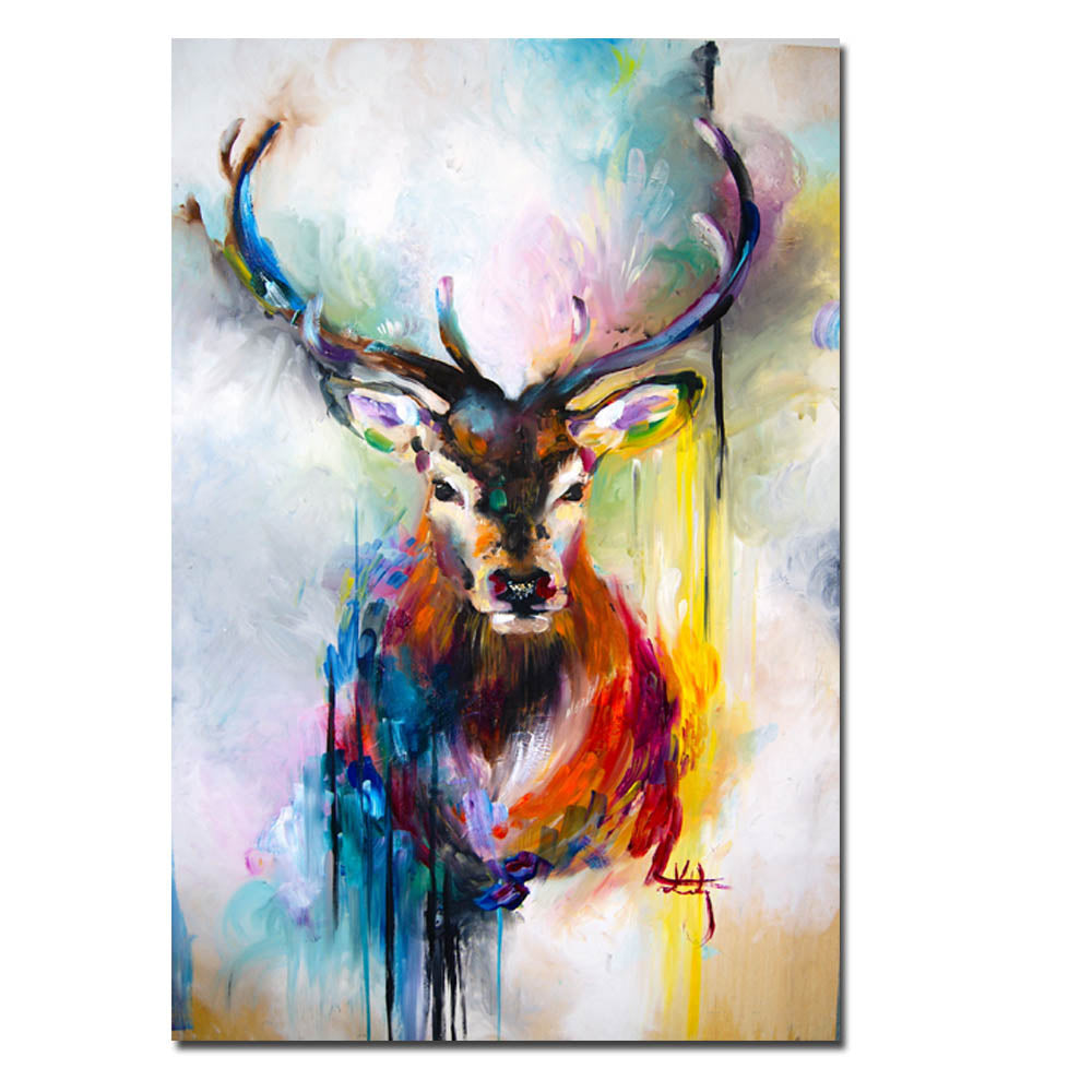 Abstract Colorful Deer Nordic Animal Canvas Painting