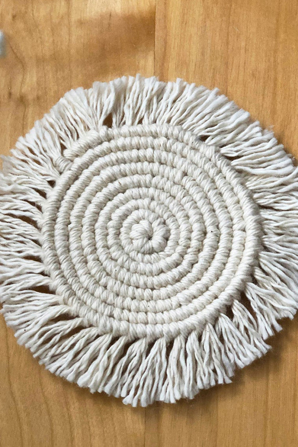Beige Boho Tassel Macrame Coaster 15cm*15cm