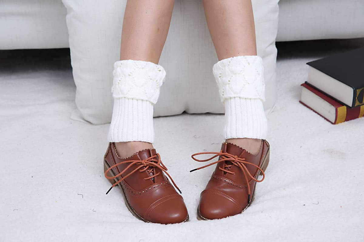 Womens Short Boot Cuffs Winter Warm Crochet Knitted Ankle Leg Warmers Socks