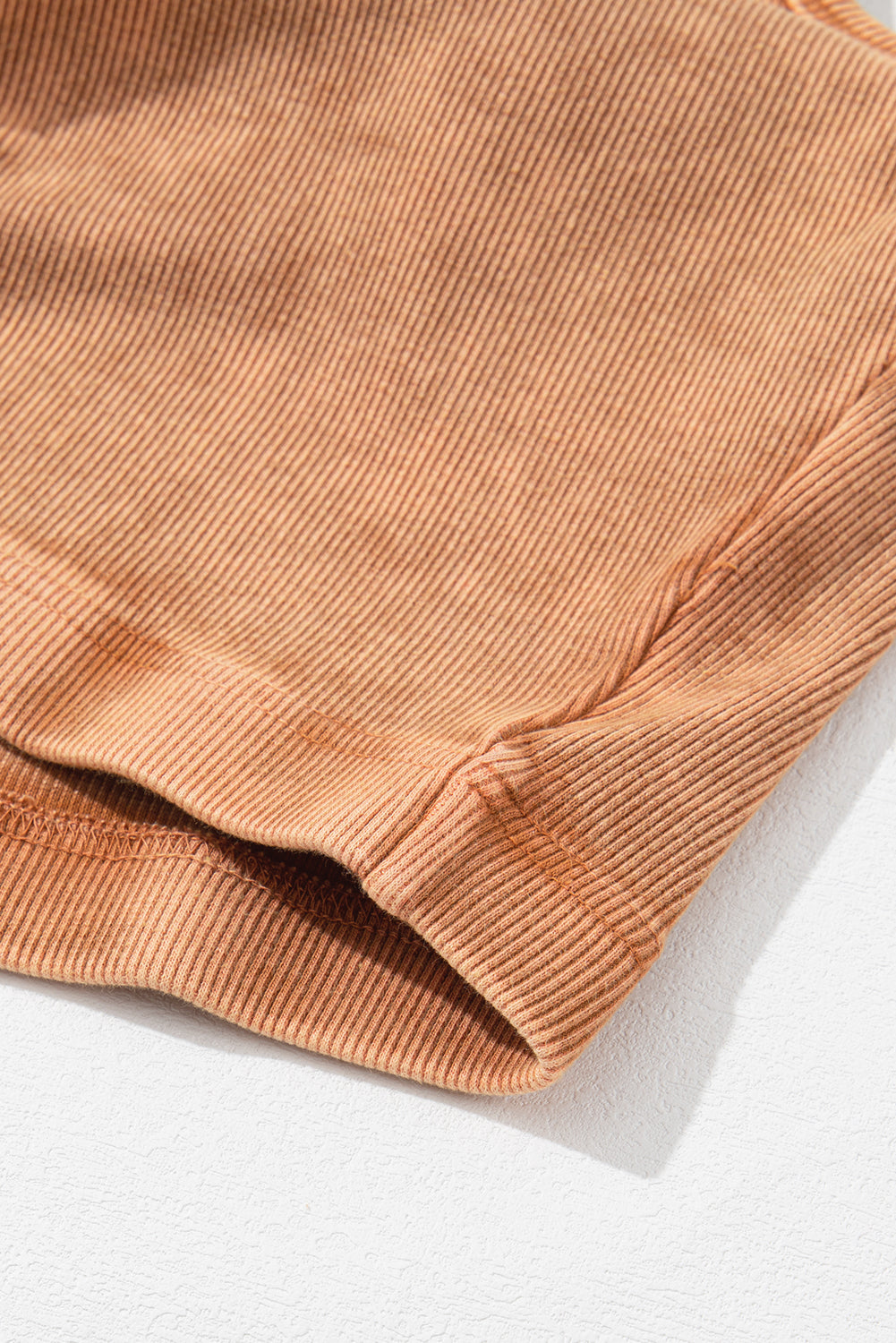 Pink Ribbed Mineral Wash Racerback Cropped Tank Top