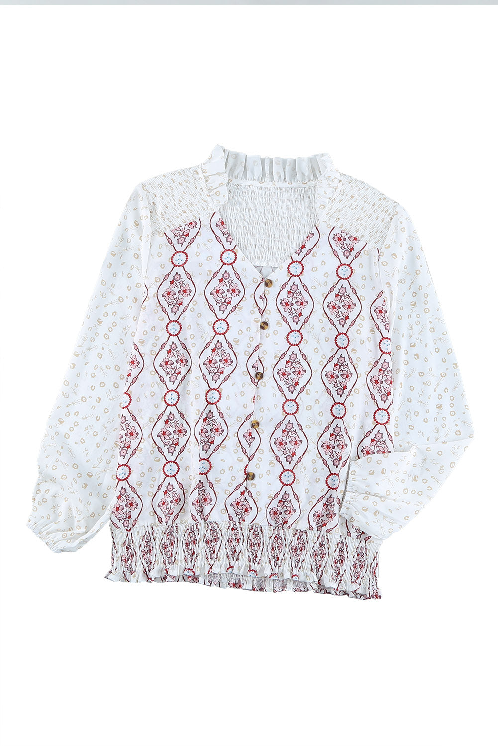 Floral Print Button-up Slim-fit Long Sleeve Shirt