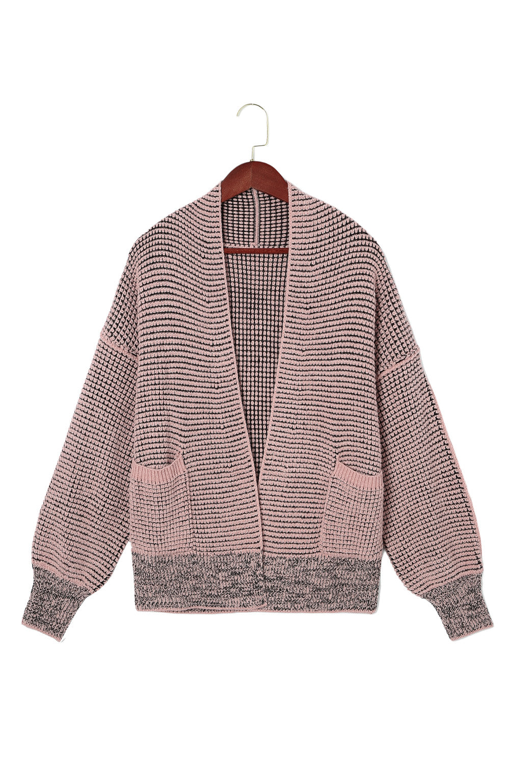 Pink Chunky Waffle Knit Oversized Collar Cardigan