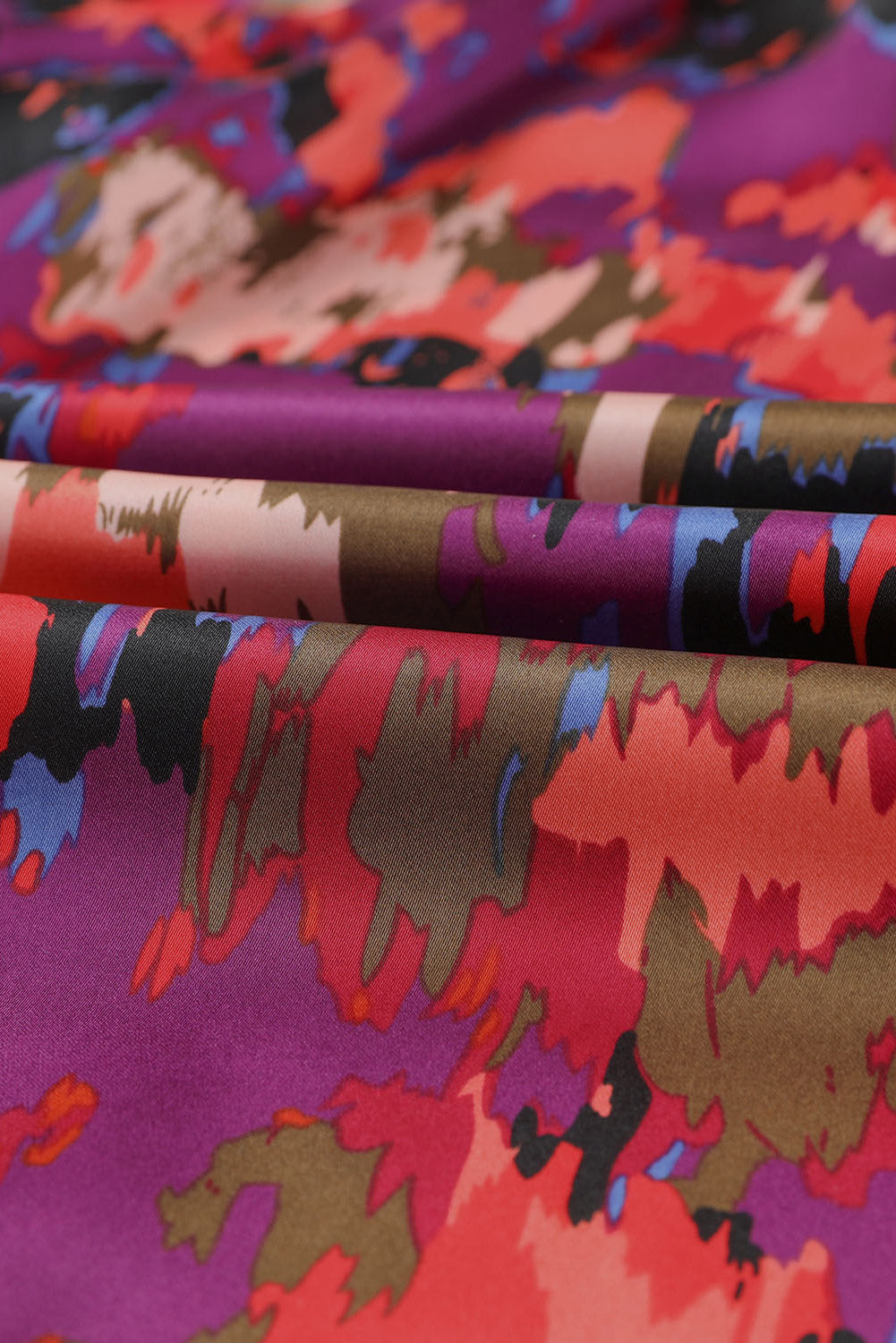 Graffiti Printed V Neck Puff Sleeve Blouse