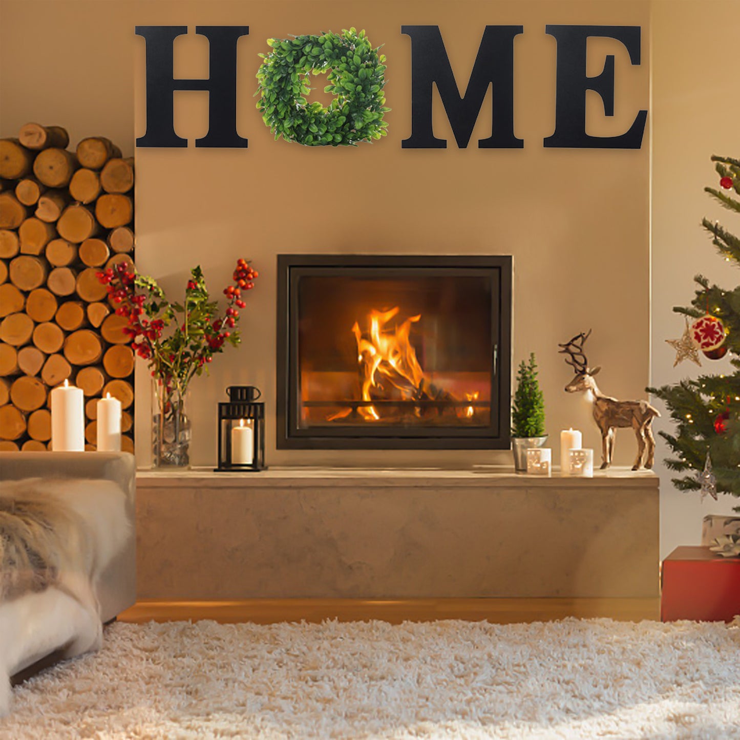 Wall Hanging Wood Home Sign With Artificial  Letters Decorative Wall Decor Signs