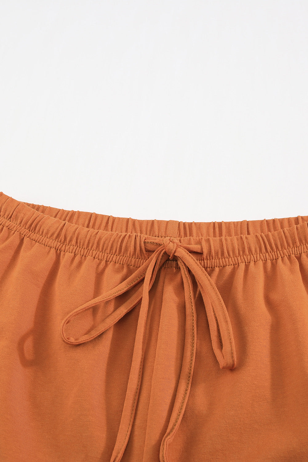 Crew Neck Tank and Drawstring Ruffled Shorts Lounge Set