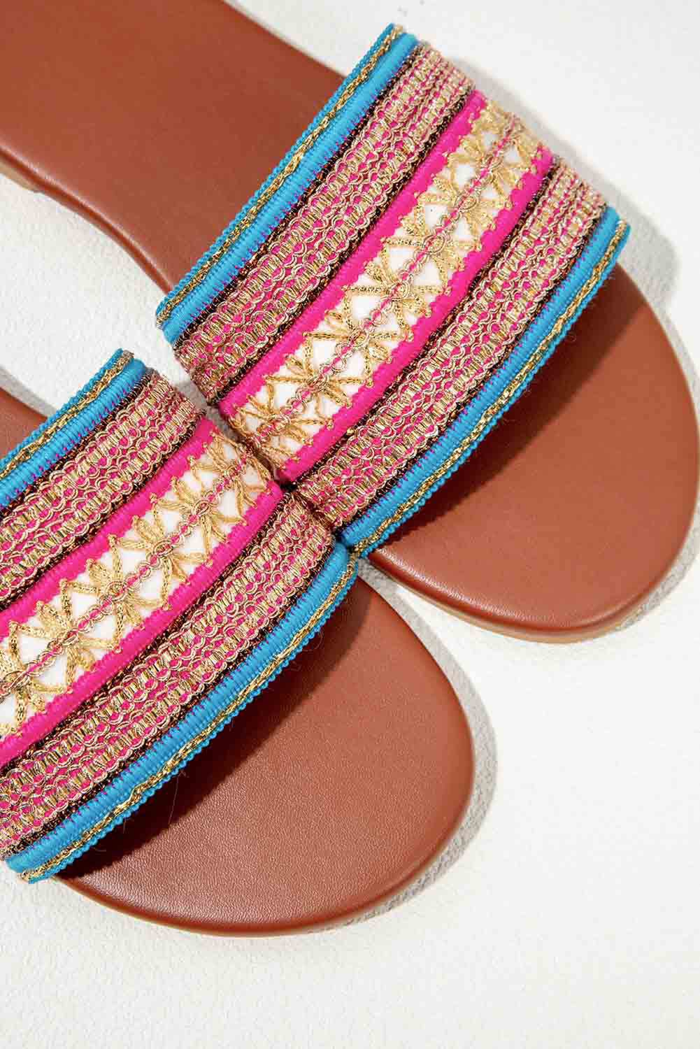 Multicolor Abstract Stripe Textile Robber Sole Slide