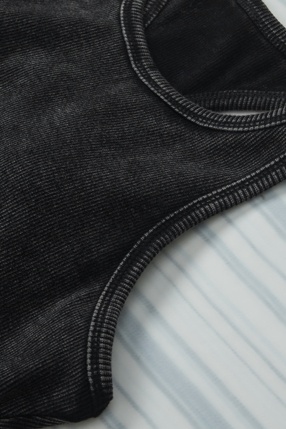 Pink Ribbed Mineral Wash Racerback Cropped Tank Top