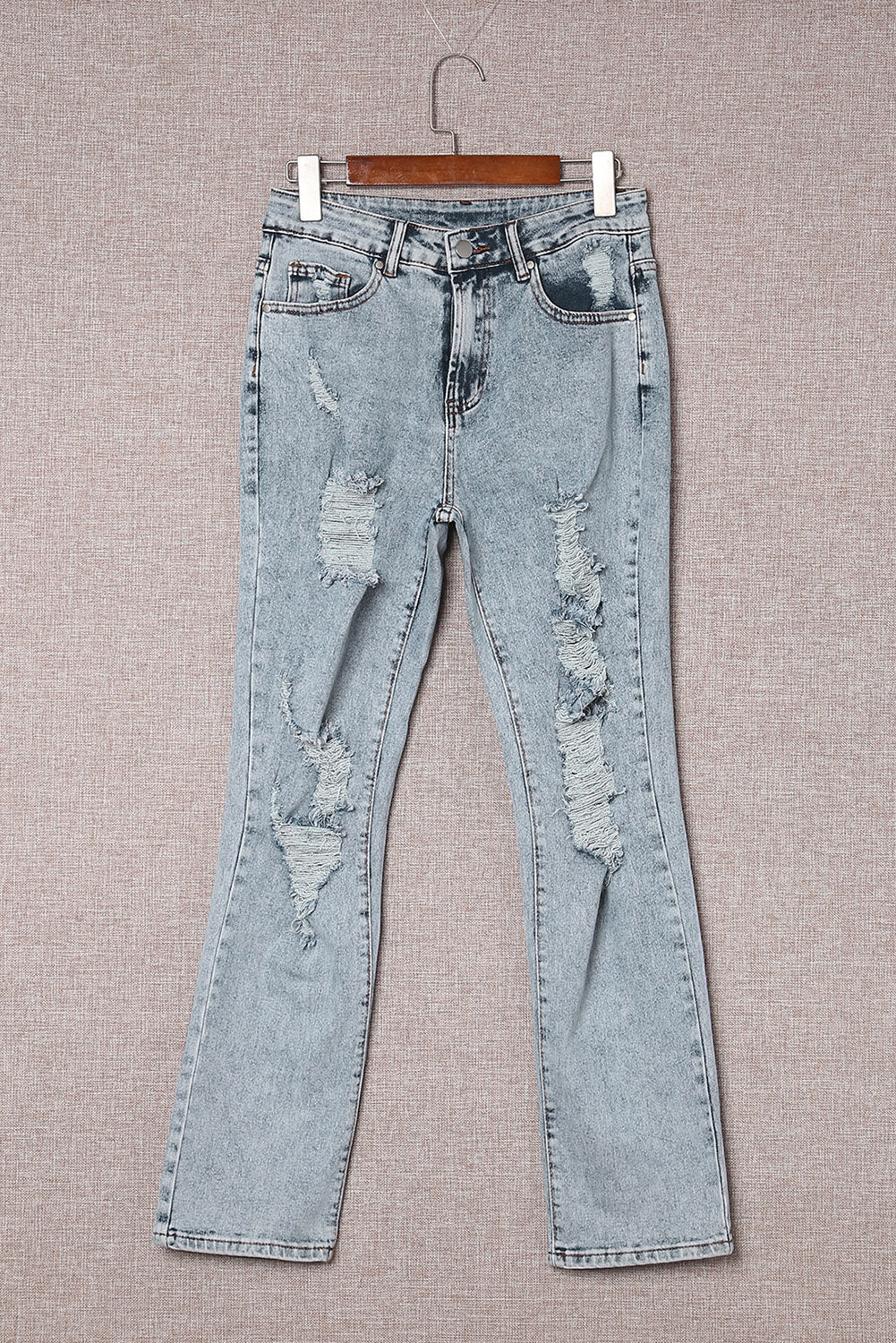 Fading Wash Distressed Casual Jeans