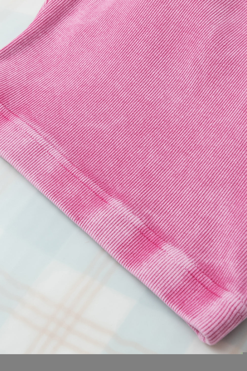 Pink Ribbed Mineral Wash Racerback Cropped Tank Top