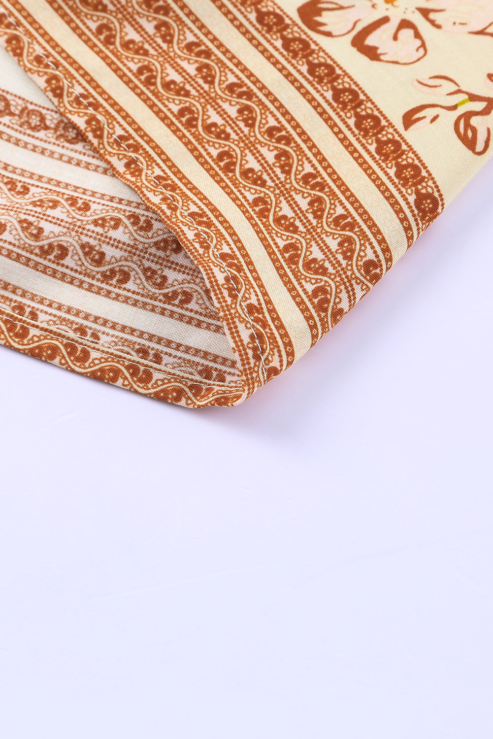 Boho Contrast Color Floral Print Button Slit Maxi Skirt