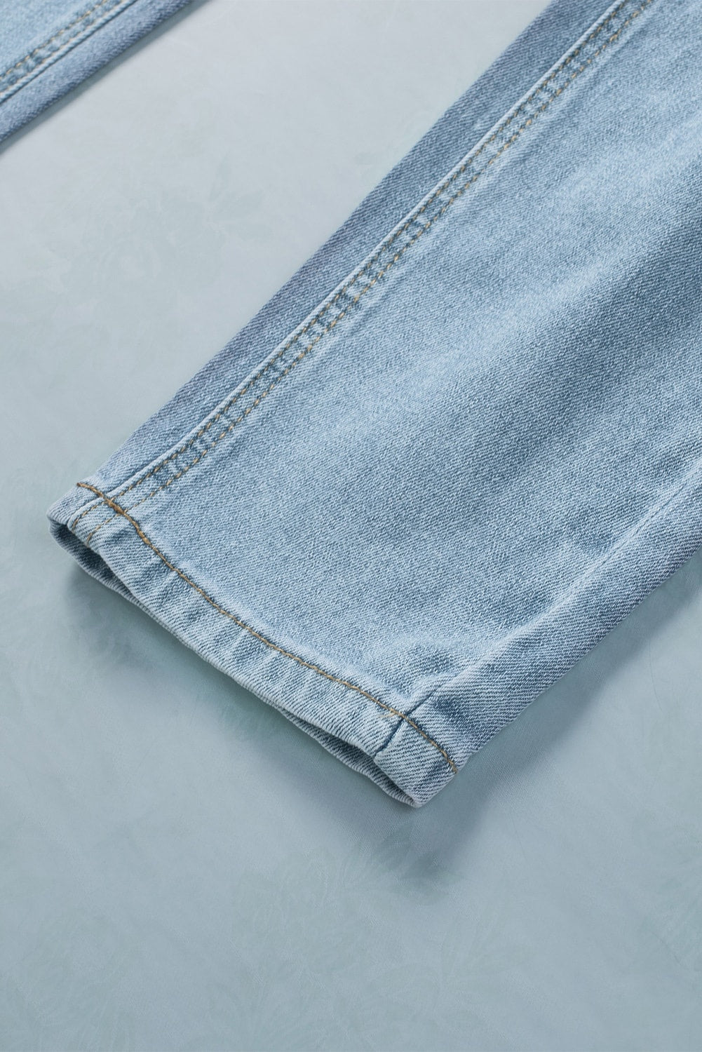 Light Wash Distressed Straight Jeans