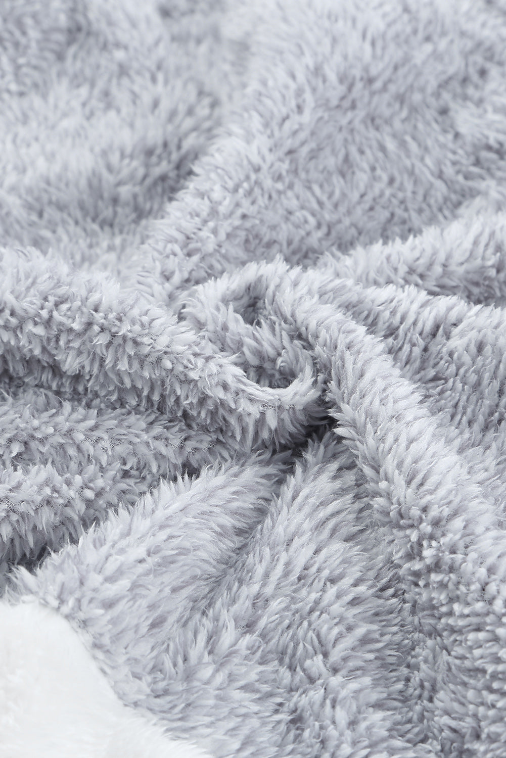 Charcoal White Zip Neck Oversize Fluffy Fleece Pullover