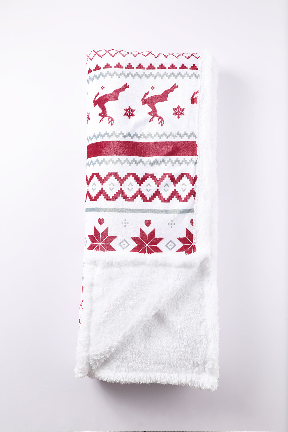 Multicolor Christmas Elk Geometric Knit Flannel Blanket 127*152cm