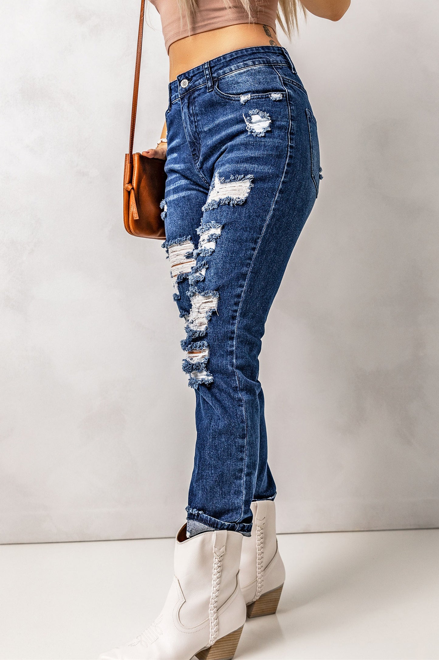 Distressed High Waist Skinny Jeans