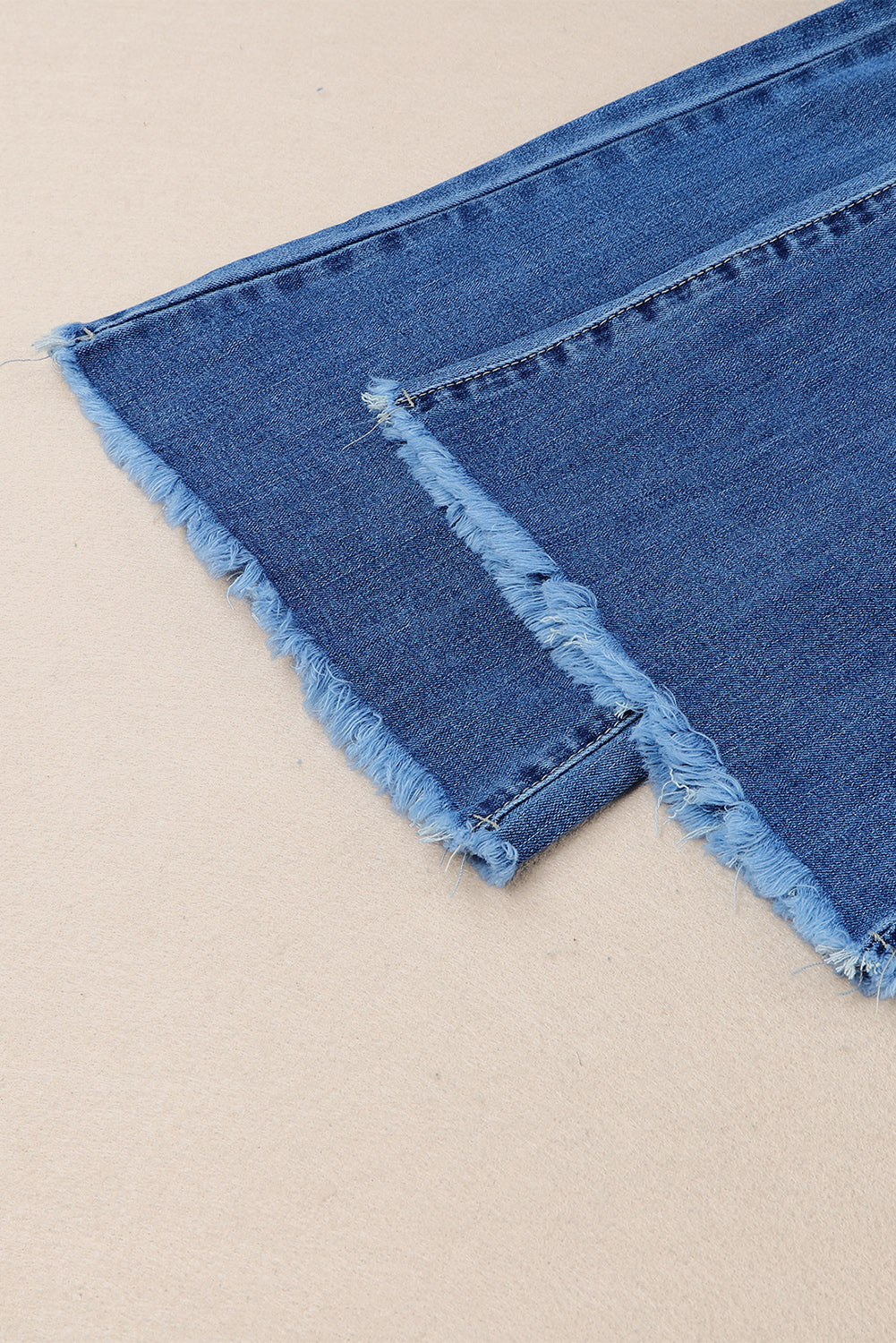 Distressed Raw Hem High Waist Flare Jeans