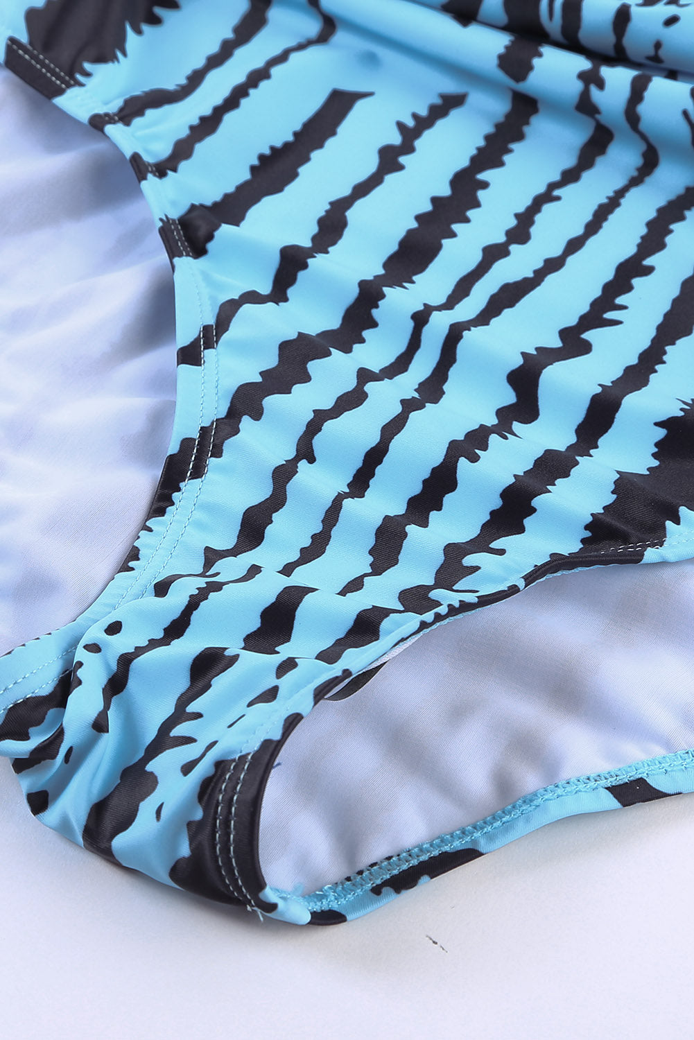 Floral Print Criss Cross U-neck One-piece Swimsuit