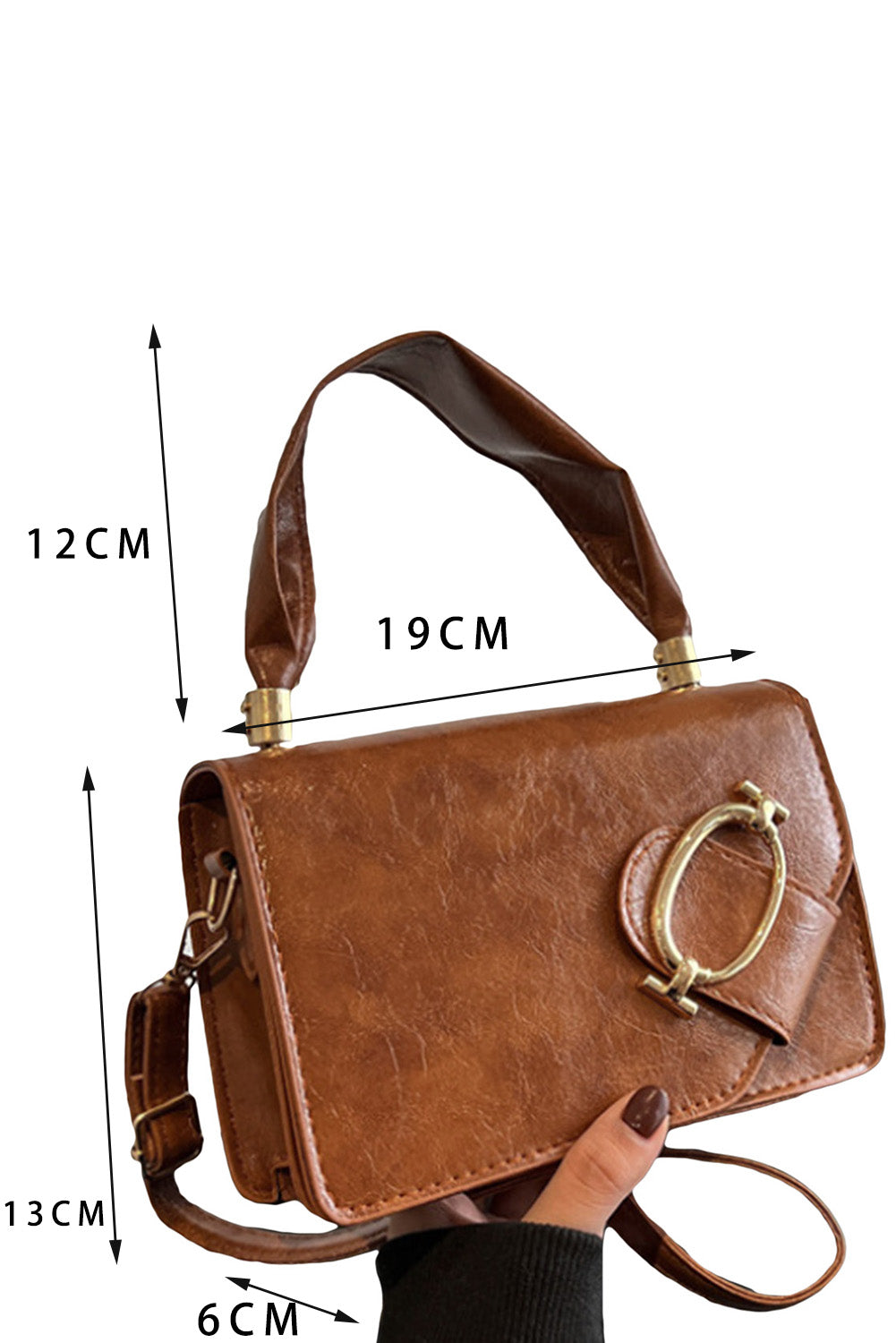 Metal Decor Flap Square Crossbody Bag