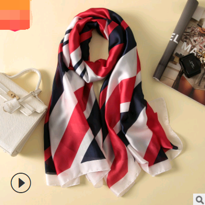 Spring, summer and autumn, new flowers, elegant and high-end artificial silk scarf, female decorative shawl, sunscreen beach towel