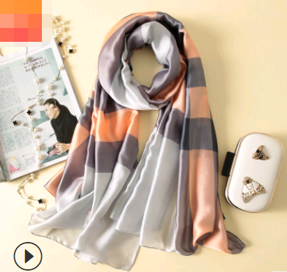 Spring, summer and autumn, new flowers, elegant and high-end artificial silk scarf, female decorative shawl, sunscreen beach towel