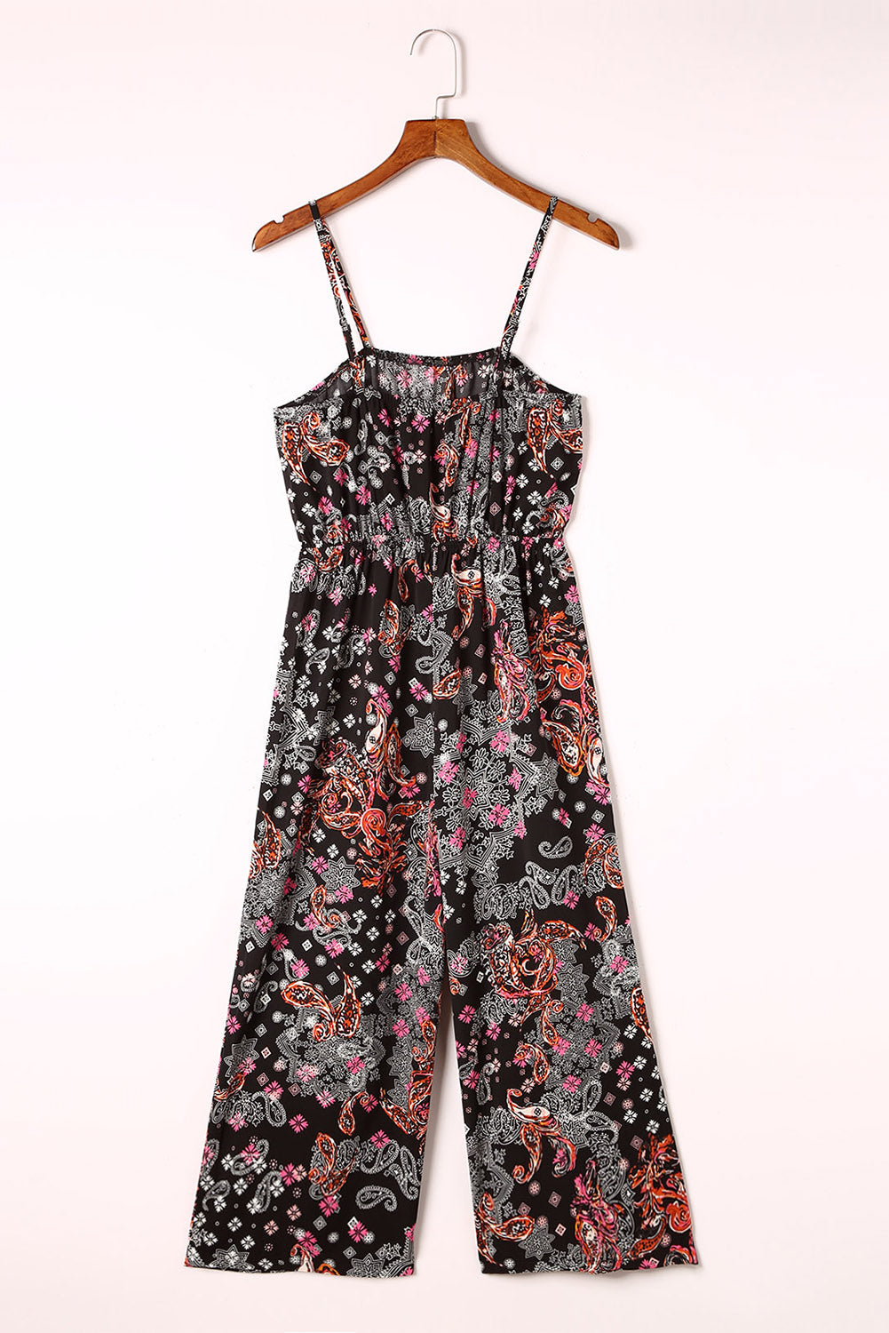 Mixed Paisley Print Cropped Jumpsuit