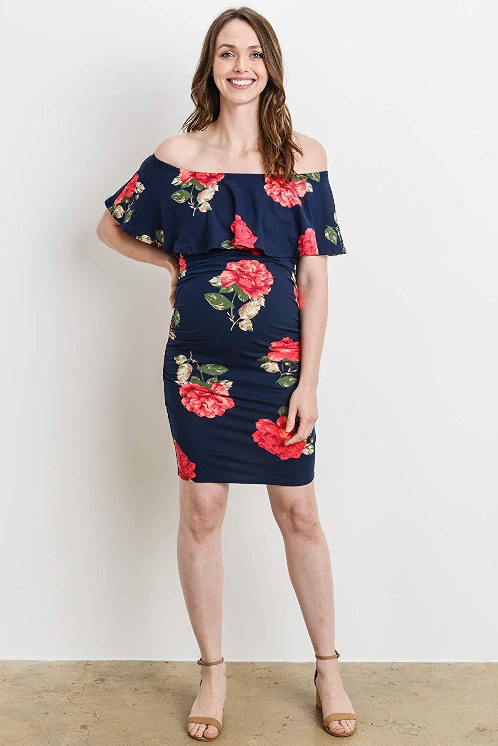 Slim printed maternity dresses