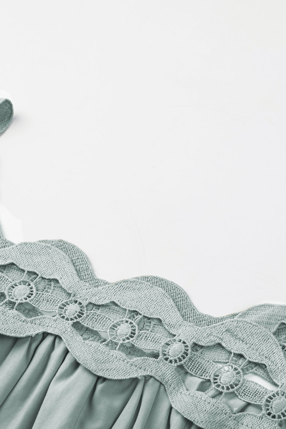 Green Drak Green Crochet Trim Hollow-out Blouse