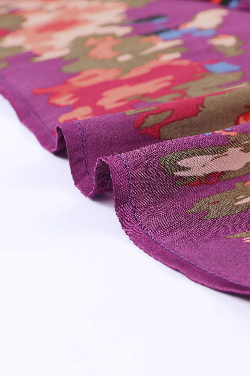 Graffiti Printed V Neck Puff Sleeve Blouse