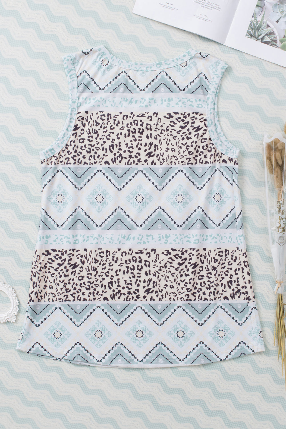 Retro Geometric Leopard Print Tank