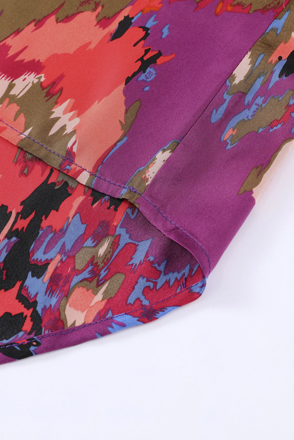 Graffiti Printed V Neck Puff Sleeve Blouse